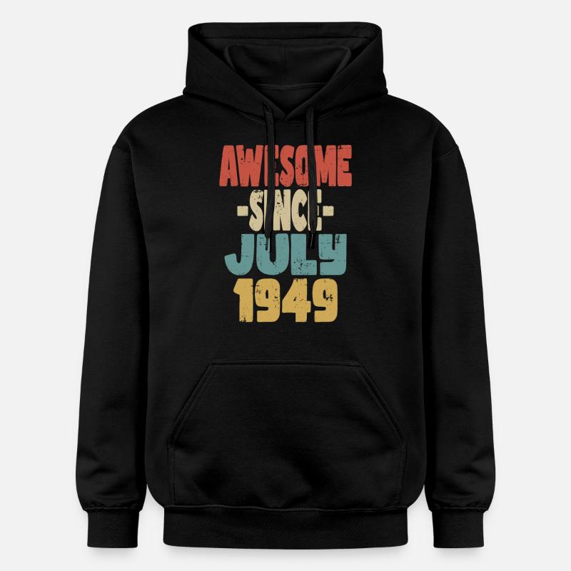 1949 Juillet Anniversaire Rétro - Sweat à capuche Softstyle® Gildan Unisexe - noir
