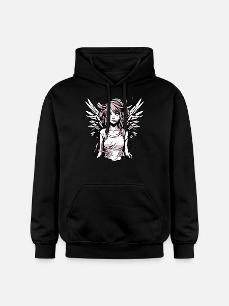 Modernes Engel Mädchen - Gildan Unisex Softstyle® Midweight Hoodie - Schwarz