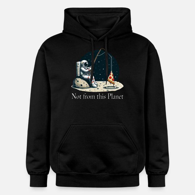 Astronaute Pizza Pêche dans l’espace - Sweat à capuche Softstyle® Gildan Unisexe - noir