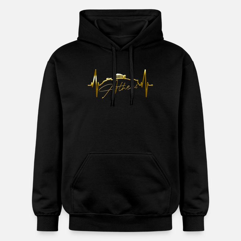 Athènes Skyline Heartbeat Grèce Acropole - Sweat à capuche Softstyle® Gildan Unisexe - noir