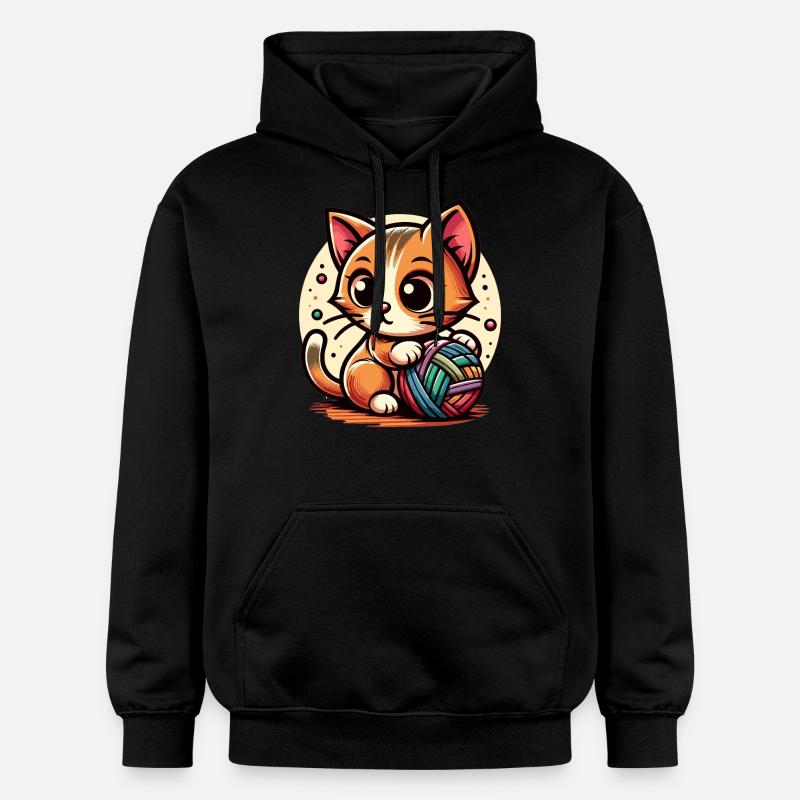 Chat avec pelote de laine - Sweat à capuche Softstyle® Gildan Unisexe - noir