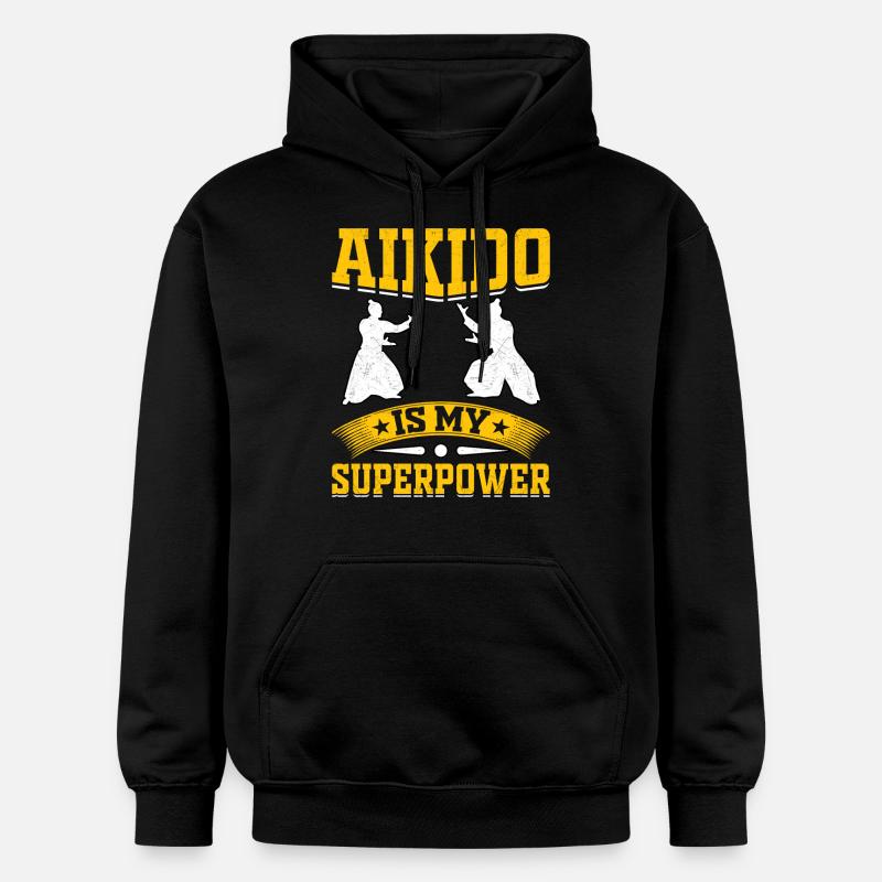 L’aïkido est mon superpouvoir - Sweat à capuche Softstyle® Gildan Unisexe - noir