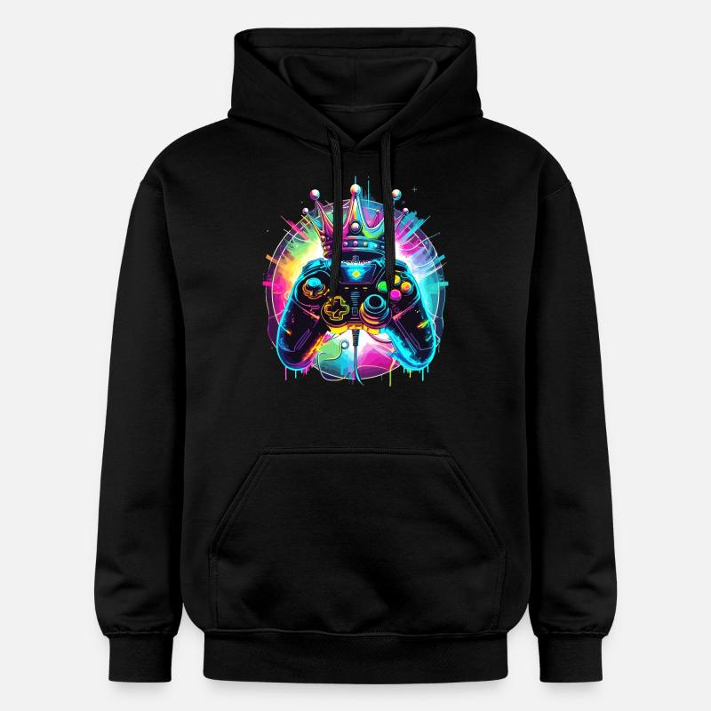 Gaming Controller mit Krone - Gildan Unisex Softstyle® Midweight Hoodie - Schwarz
