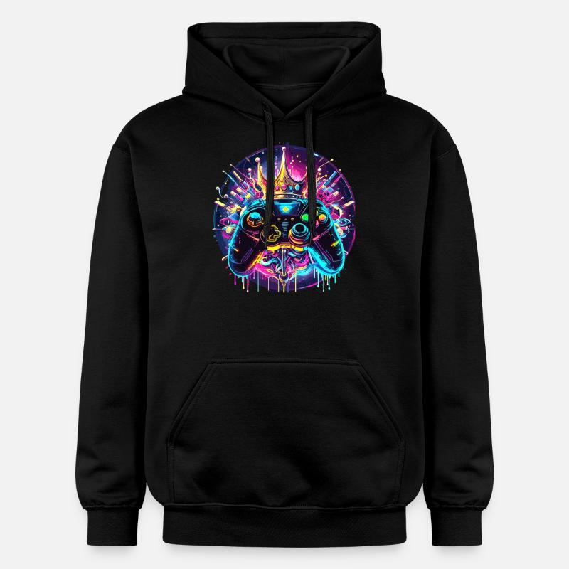 Synthwave Gamer Controller mit Krone - Gildan Unisex Softstyle® Midweight Hoodie - Schwarz