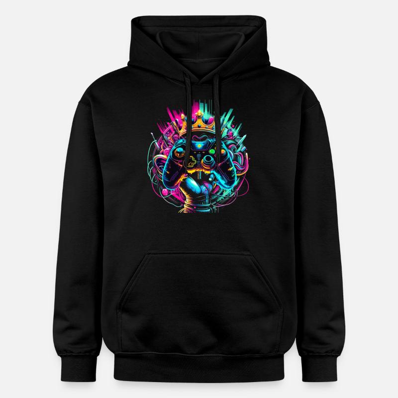 Elite Gaming Held Controller & Krone - Gildan Unisex Softstyle® Midweight Hoodie - Schwarz