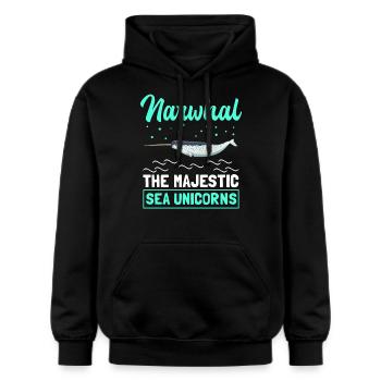 Narwal Wal Narwale Wale Narwhal Geschenk - Gildan Unisex Softstyle® Midweight Hoodie - Schwarz - Vorne - Marisol (170cm) & Nik (191cm)