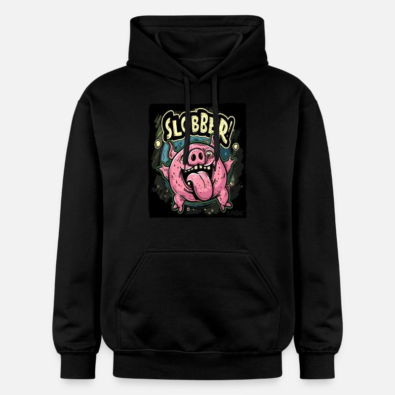 Cochon baveux, affamé, heureux - Sweat à capuche Softstyle® Gildan Unisexe - noir