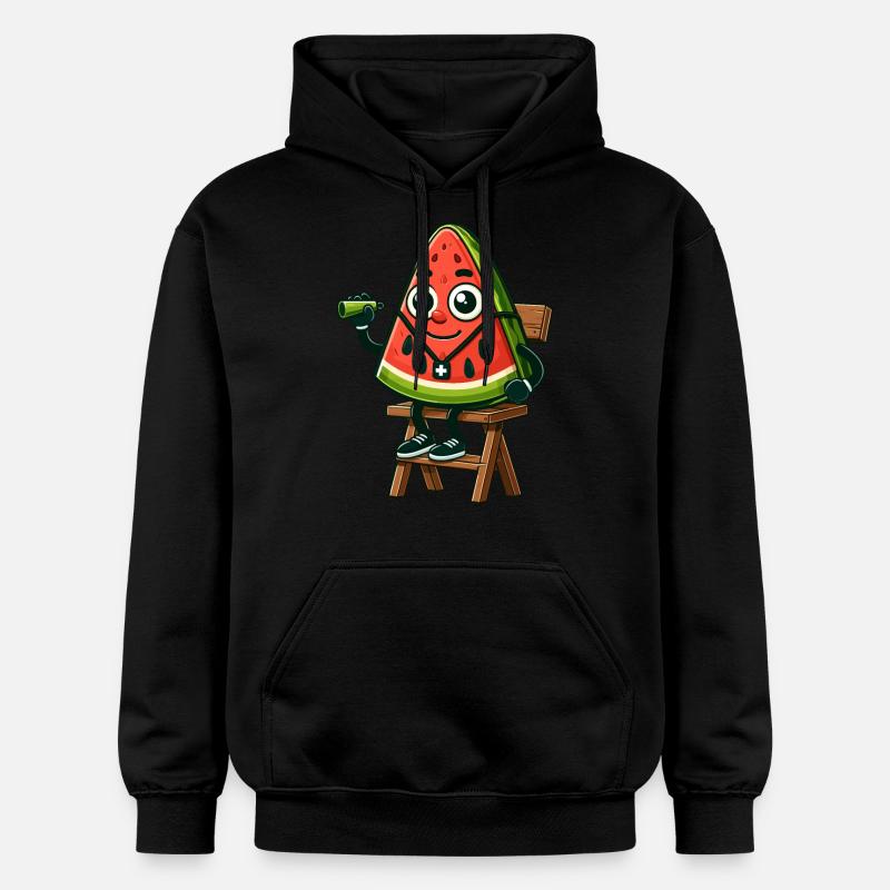 Personnage de pastèque sauveteur - Sweat à capuche Softstyle® Gildan Unisexe - noir