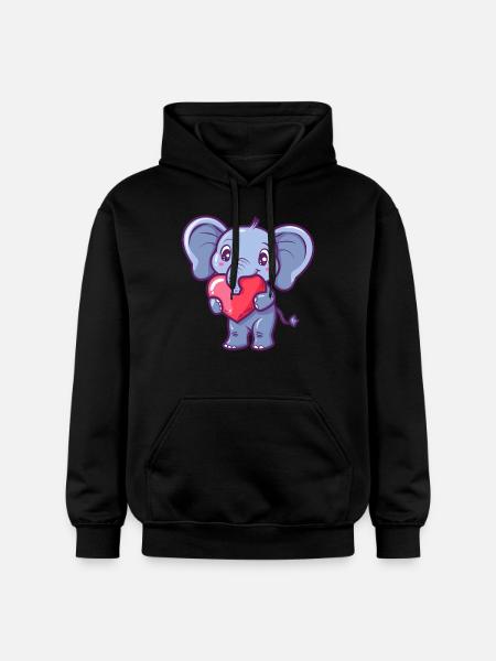 Yndig elefant med hjerte illustration til - Gildan Softstyle® Midweight unisex-hoodie - sort