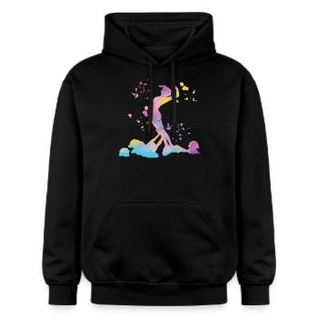Natation artistique par équipe de natation synchronisée - Sweat à capuche Softstyle® Gildan Unisexe - noir - Devant - Marisol (170cm) & Nik (191cm)