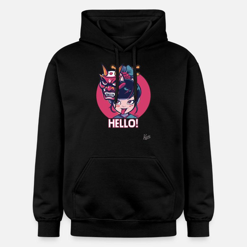 Fille japonaise avec masque Oni - Sweat à capuche Softstyle® Gildan Unisexe - noir