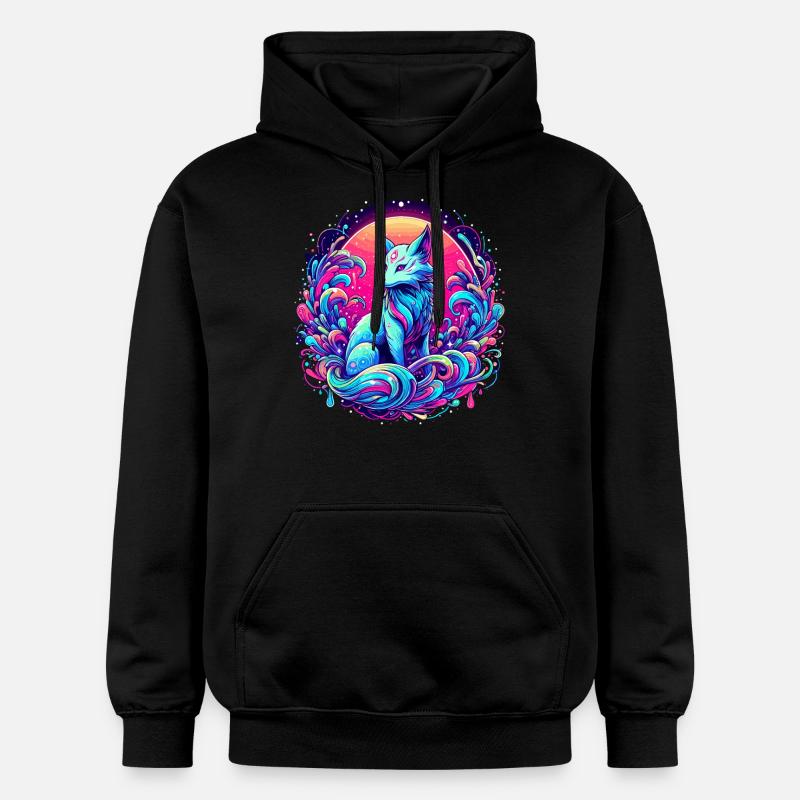 Fox Art Psychédélique - Sweat à capuche Softstyle® Gildan Unisexe - noir