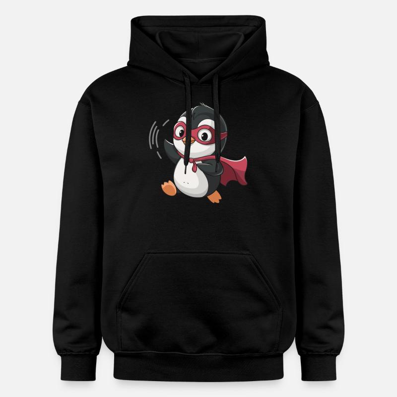 Mignon pingouin super-héros avec cape - Sweat à capuche Softstyle® Gildan Unisexe - noir
