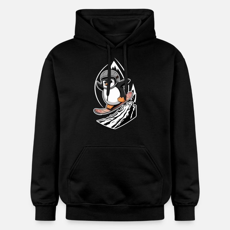 Penguin Snowboard Adventure - Sweat à capuche Softstyle® Gildan Unisexe - noir
