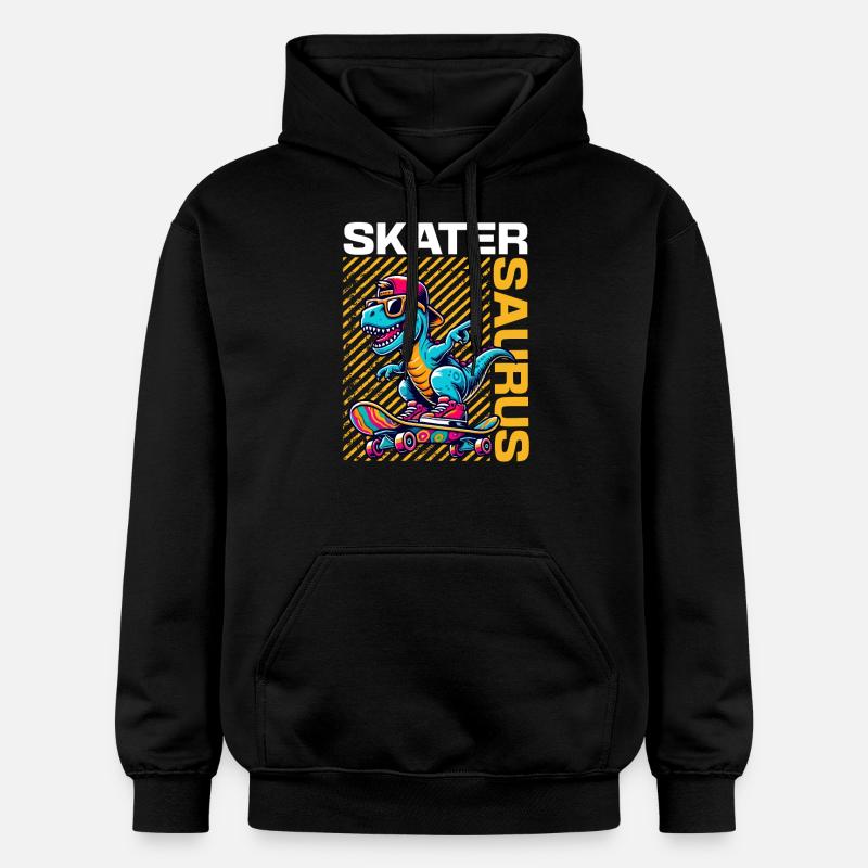 Skatersaurus Cool Dinosaur Skateboard Rétro - Sweat à capuche Softstyle® Gildan Unisexe - noir