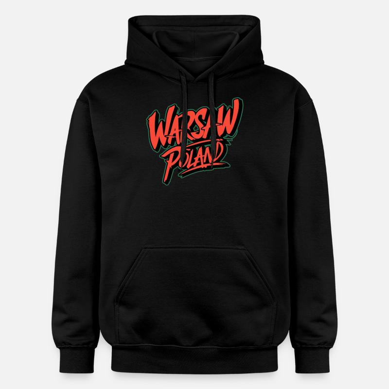 Varsovie Pologne Souvenir Graffiti Style - Sweat à capuche Softstyle® Gildan Unisexe - noir