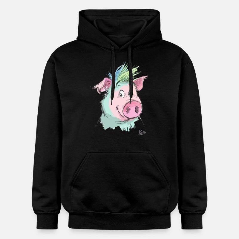 Cochon amical - Sweat à capuche Softstyle® Gildan Unisexe - noir