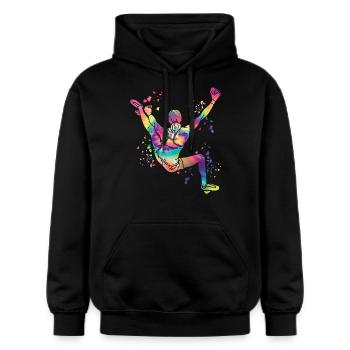Boulderer Colorsplash Boulder Bouldern - Gildan Unisex Softstyle® Midweight Hoodie - Schwarz - Vorne - Marisol (170cm) & Nik (191cm)