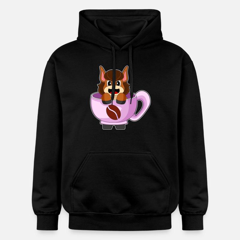 Tasse à café cheval - Sweat à capuche Softstyle® Gildan Unisexe - noir