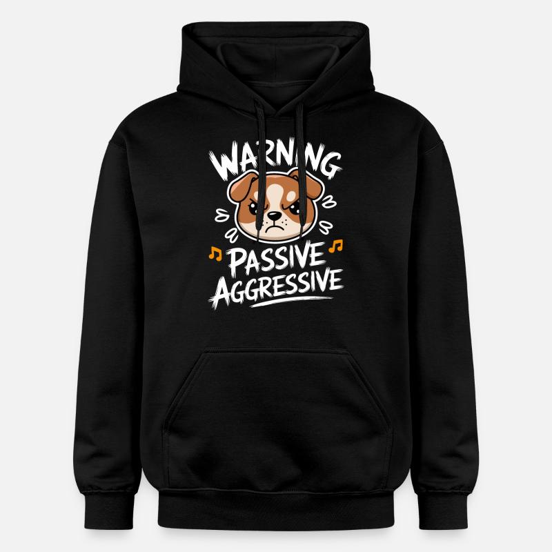 Avertissement Chien passif agressif - Sweat à capuche Softstyle® Gildan Unisexe - noir