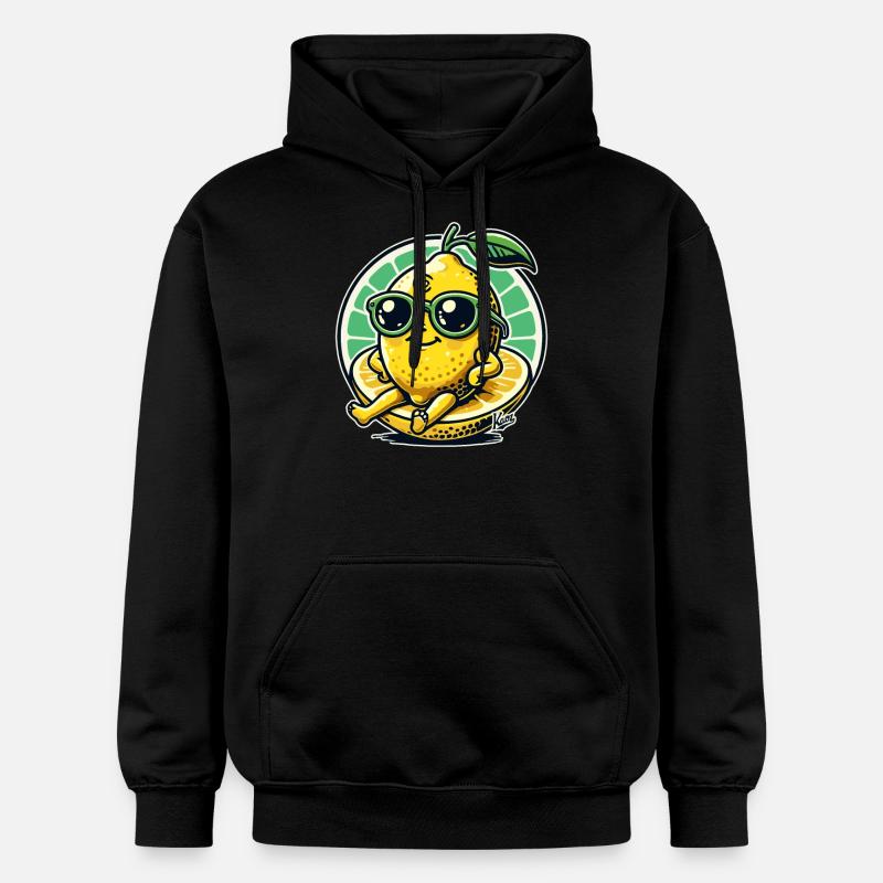 Frais, ensoleillé, heureux, citron - Sweat à capuche Softstyle® Gildan Unisexe - noir
