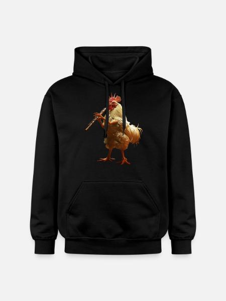 Rooster Flute - Gildan Unisex Softstyle® Midweight Hoodie - black