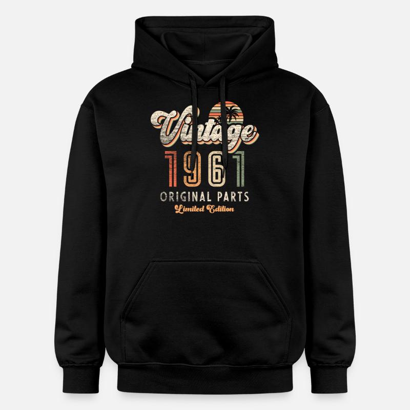 Millésime 1961 Anniversaire Rétro - Sweat à capuche Softstyle® Gildan Unisexe - noir