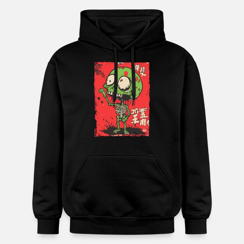 Mignon squelette de zombie vert - Sweat à capuche Softstyle® Gildan Unisexe - noir