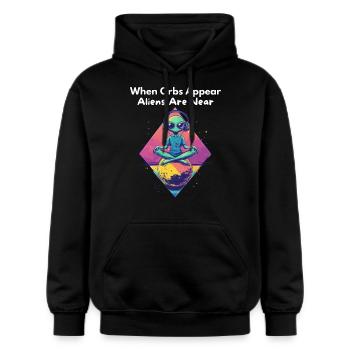 When Orbs Appear, Aliens Are Near - Alien Design - Gildan Unisex Softstyle® Midweight Hoodie - black - Front - Marisol (170cm) & Nik (191cm)