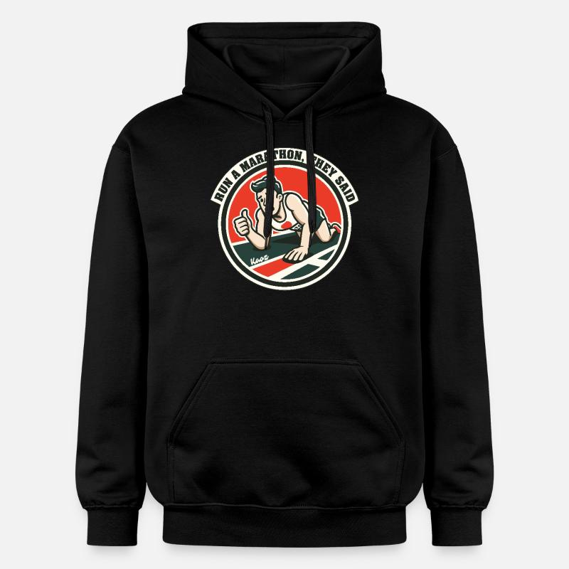 Courir un marathon, ont-ils dit - Sweat à capuche Softstyle® Gildan Unisexe - noir