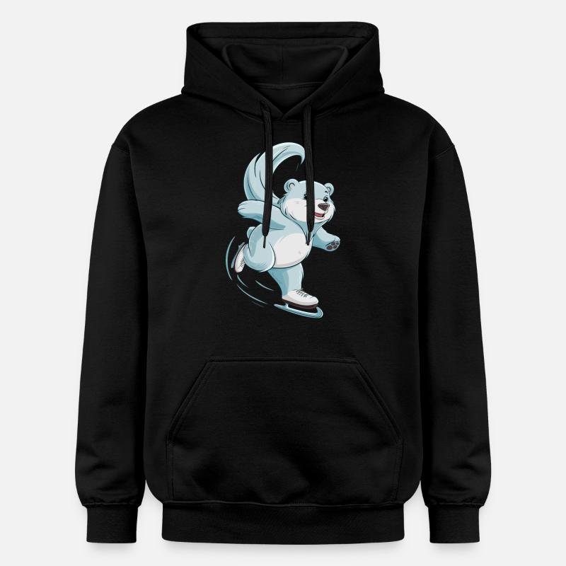 Eisbahn Eisbär Schlittschuhfahren - Gildan Unisex Softstyle® Midweight Hoodie - Schwarz