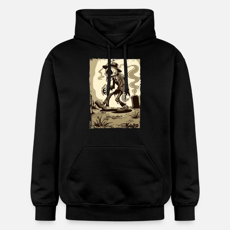 Squelette Gentleman dans le cimetière - Sweat à capuche Softstyle® Gildan Unisexe - noir