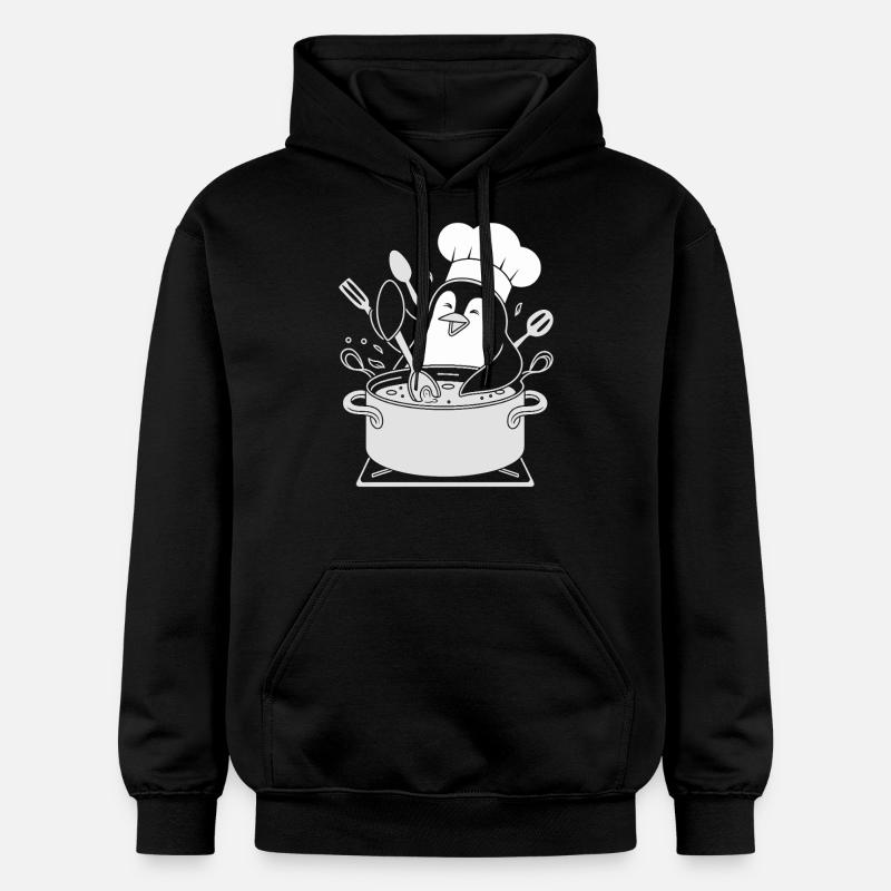 Cuisine Pingouin Chef Hat Fun - Sweat à capuche Softstyle® Gildan Unisexe - noir