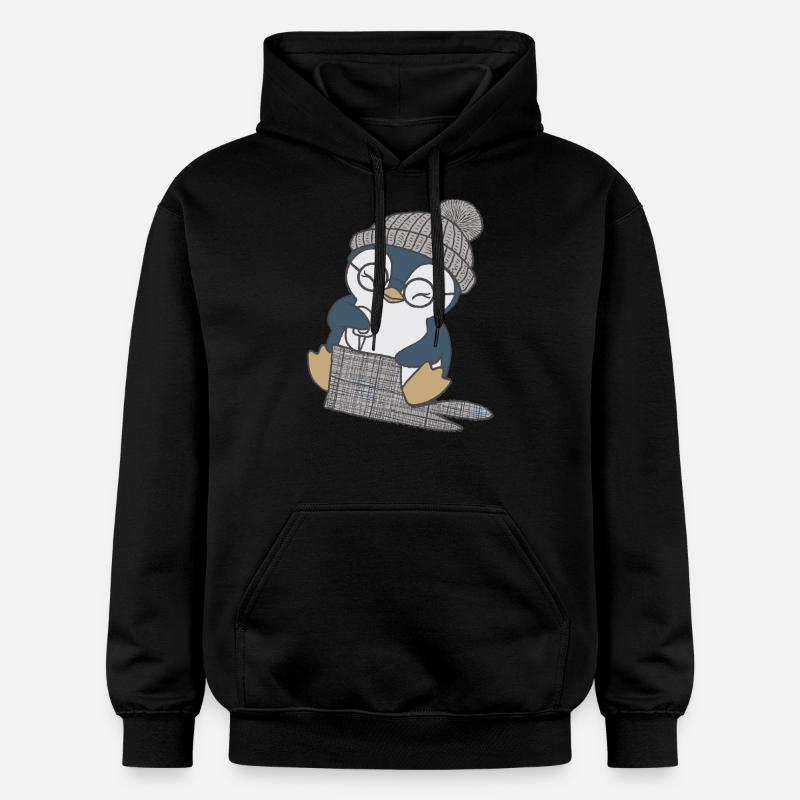 Pingouin mignon cousant avec chapeau - Sweat à capuche Softstyle® Gildan Unisexe - noir