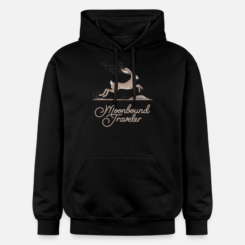 Moonbound Traveler Jumping Rabbit - Sweat à capuche Softstyle® Gildan Unisexe - noir