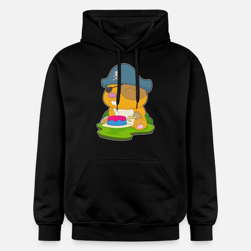 Hamster Anniversaire Pirate - Sweat à capuche Softstyle® Gildan Unisexe - noir