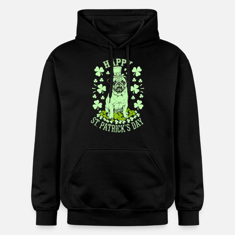 Bonne Saint-Patrick avec trèfles - Sweat à capuche Softstyle® Gildan Unisexe - noir