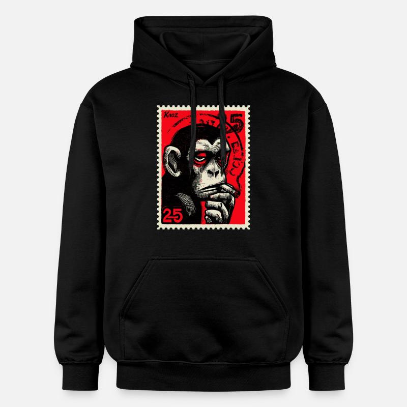 Singe cool sur timbre-poste - Sweat à capuche Softstyle® Gildan Unisexe - noir