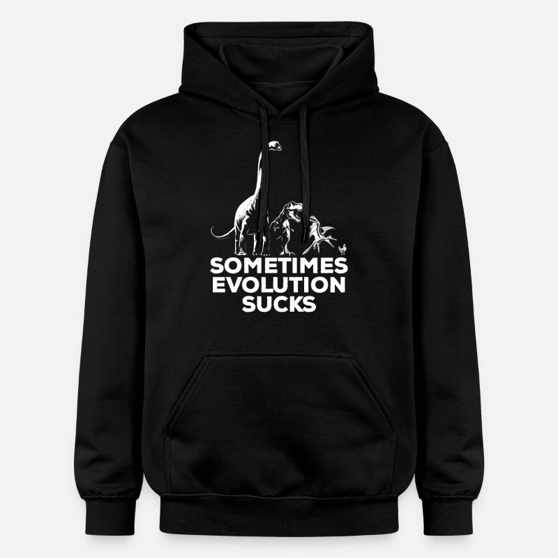 Parfois, l’évolution craint - Dinosaure - Poulet - Sweat à capuche Softstyle® Gildan Unisexe - noir