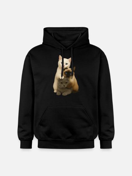 British Shorthair Siamese Fold - Gildan Unisex Softstyle® Midweight Hoodie - black