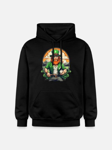 St. Patrick's Day Shamrock Baseball - Gildan Unisex Softstyle® Midweight Hoodie - black