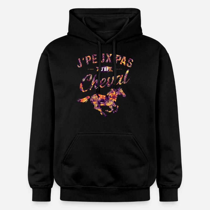 J'peux pas j'ai Cheval - Sweat à capuche Softstyle® Gildan Unisexe - noir