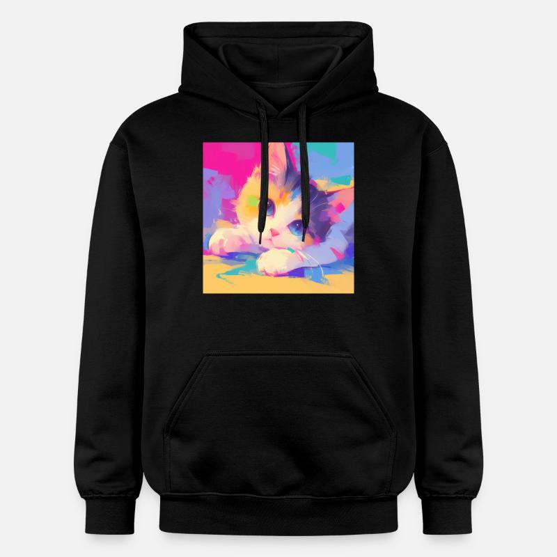 Chat, Motif De Chat - Sweat à capuche Softstyle® Gildan Unisexe - noir