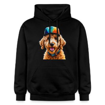 Goldendoodle Snapback Cap Dog Animal Design Print - Gildan Unisex Softstyle® Midweight Hoodie - black - Front - Marisol (170cm) & Nik (191cm)
