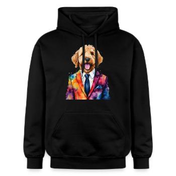 Goldendoodle Costume Chien Animal Design Imprimer - Sweat à capuche Softstyle® Gildan Unisexe - noir - Devant - Marisol (170cm) & Nik (191cm)