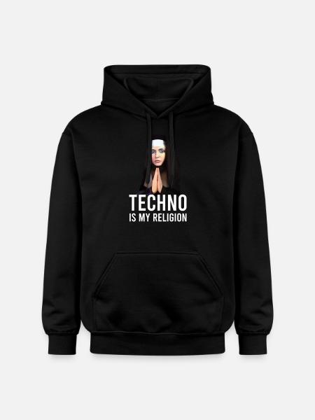 Techno is my religion - Gildan Unisex Softstyle® Midweight Hoodie - black