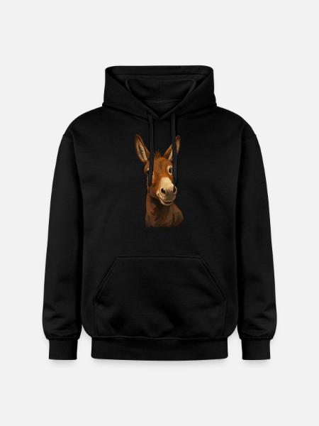 Funny Donkey Look Cartoon - Gildan Unisex Softstyle® Midweight Hoodie - black