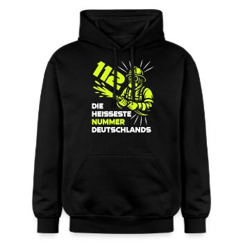 Feuerwehr - 112 - Die Heißeste Nummer Deutschlands - Gildan Unisex Softstyle® Midweight Hoodie - Schwarz - Vorne - Marisol (170cm) & Nik (191cm)