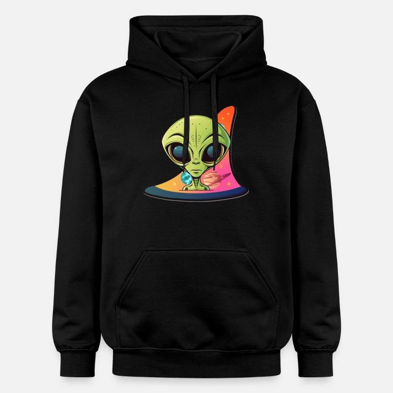 Alien devant l’univers - Sweat à capuche Softstyle® Gildan Unisexe - noir