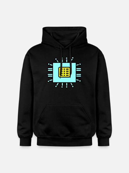 Digital Computer Chip Icon - Gildan Unisex Softstyle® Midweight Hoodie - black